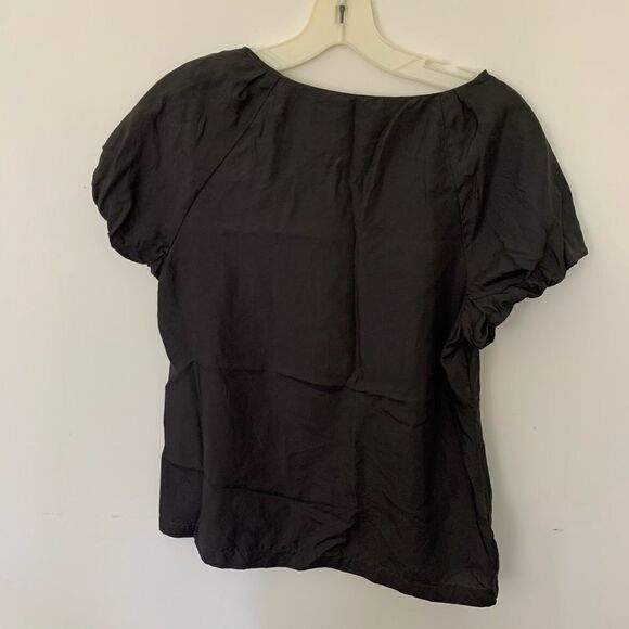 100% Silk Ann Taylor Dark Grey Blouse - Picture 3 of 3